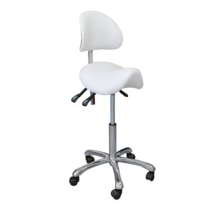 Tabouret pneumatique ''Selle'' avec dossier - 8 Ajustements ''Blanc''